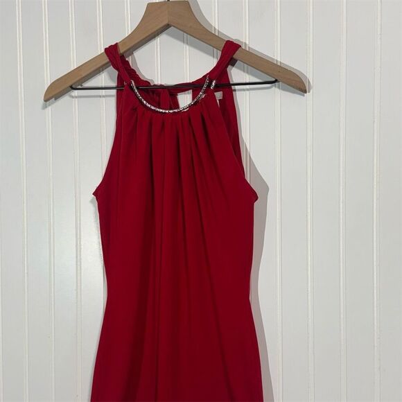 Cache Red Halter Top XS Rhinestone Neckline Glam Y2K Clubwear Party Blouse VTG - Picture 2 of 8